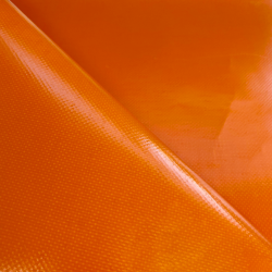 Тентовый материал ПВХ 450 гр/м2, Оранжевый (Ширина 160см), на отрез  в Назране, 450 г/м2, 699 руб