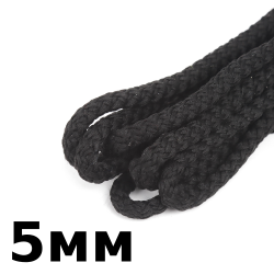 Шнур с сердечником 5мм, цвет Чёрный (плетено-вязанный, плотный)  в Назране